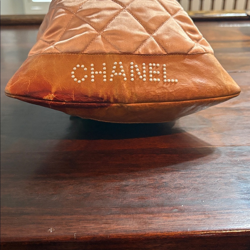 ‼️ONE DAY SALE‼️CHANEL Quilted Pink Satin Crystal Logo Backpack - Picture 3 of 16